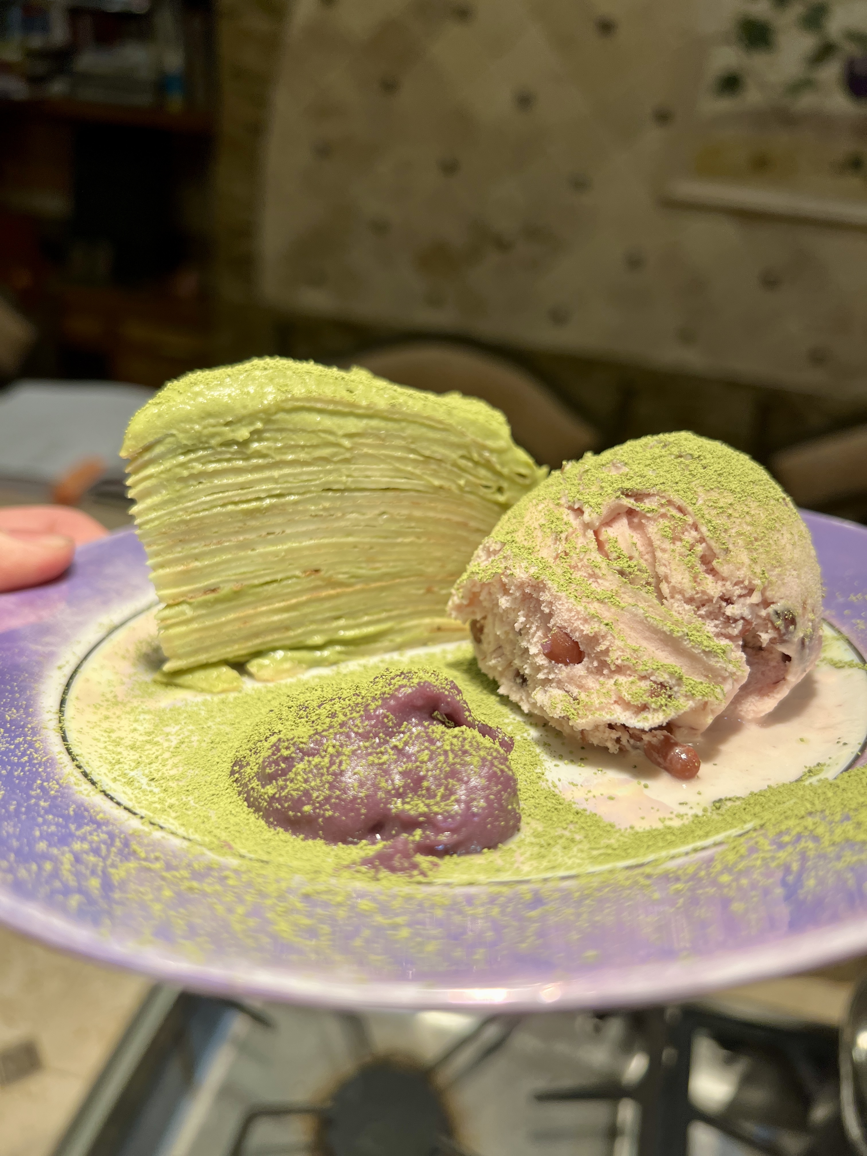 Matcha mille crepe cake